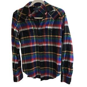 Ralph Lauren Flannel Plaid Button Front Long Sleeve